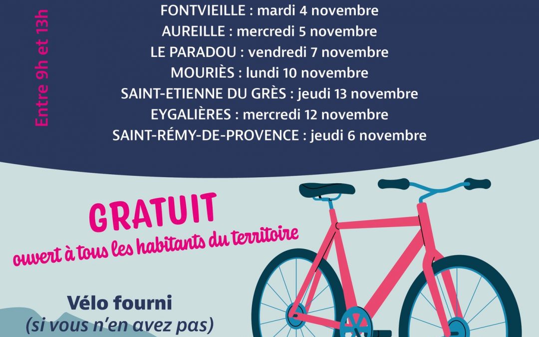 Ateliers vélo pour tout public en Novembre, dans les villages des Alpilles!